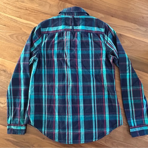 Roxy women’s blue plaid button down size Large - Picture 2 of 5